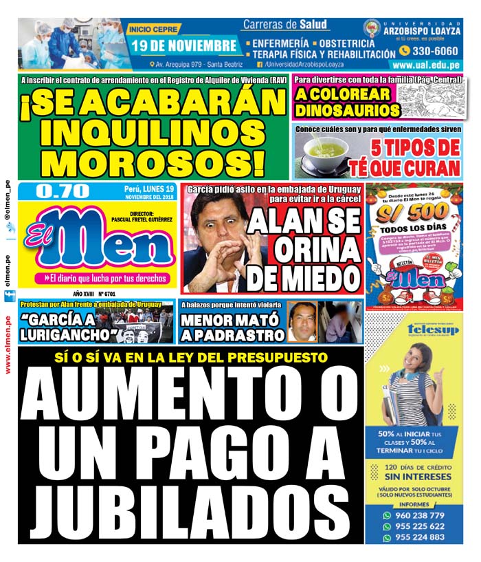 Portada (19-11-2018) Portada (19-11-2018)