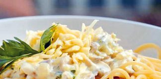 Espaguetis en salsa de champiñones