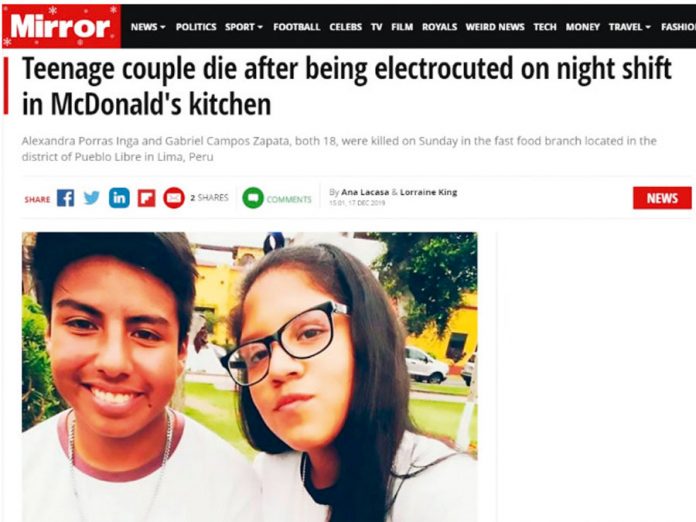 Noticia sobre muerte de Alexandra y Carlos en McDonald’s