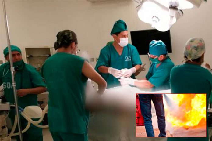 Salvaje prendió fuego a su esposa