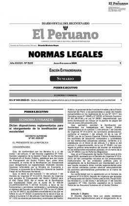 Decreto Supremo 001-2020-EF