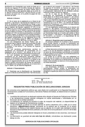 Decreto Supremo 001-2020-EF