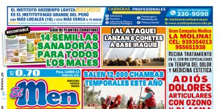 Portada impresa – Diario El Men (13/01/2020)