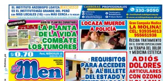 Portada impresa – Diario El Men (15-01-2020)