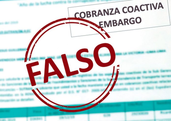 SUTRAN cartas de cobranza coactiva falsas