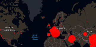 Coronavirus mapa en tiepo real