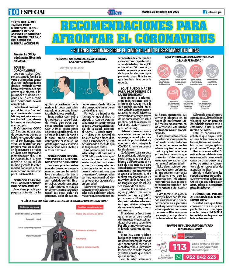 Coronavirus: Recomendaciones para afrontar esta pandemia - El Men