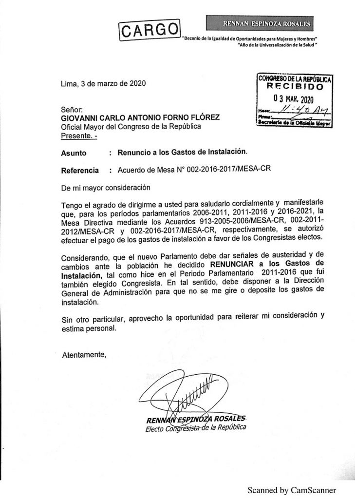 Renán Espinoza - Carta