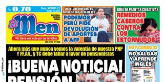 Portada impresa – Diario El Men (21/03/2020)
