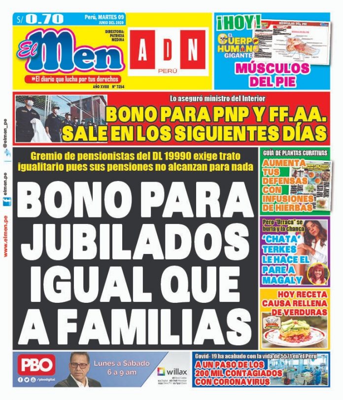 Portada impresa – Diario El Men (09/06/2020)