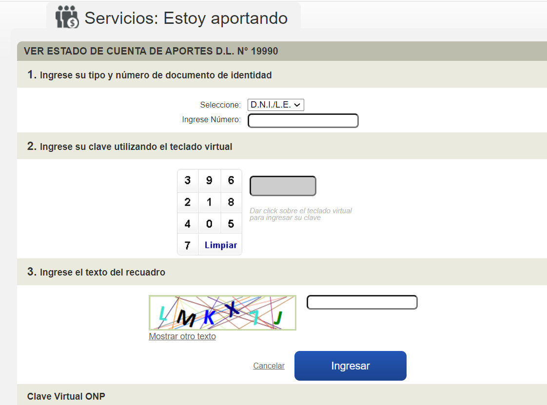Estado de cuenta ONP