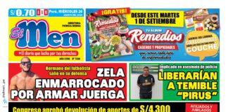 Portada impresa – Diario El Men (26/08/2020)