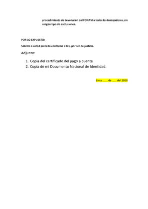 Solicitud reintegro de aportes al Fonavi