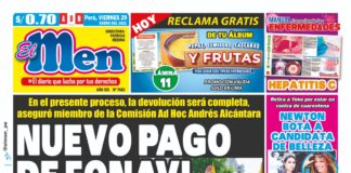 Portada impresa – Diario El Men (29/01/2020)