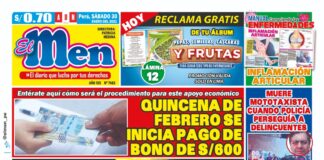 Portada impresa – Diario El Men (30/01/2020)