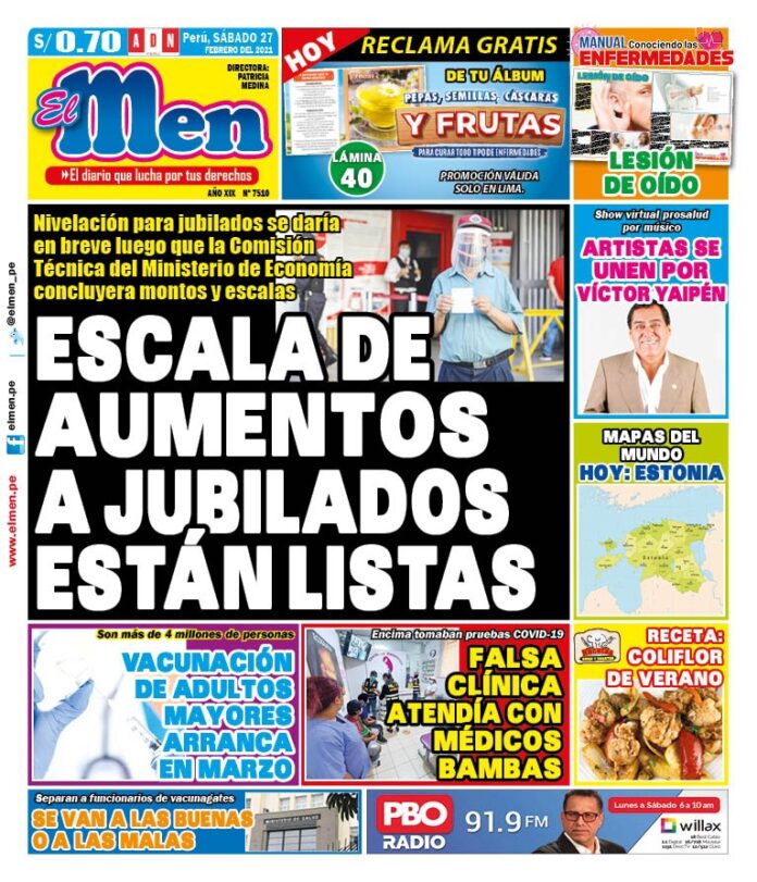 Portada impresa – Diario El Men (27/02/2020)