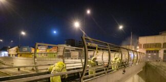 Desinfectan paraderos y rampas de la vía Expresa Grau