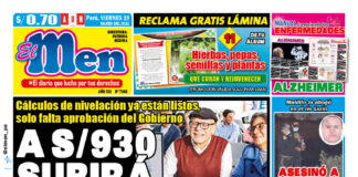 Portada impresa – Diario El Men (19/03/2020)