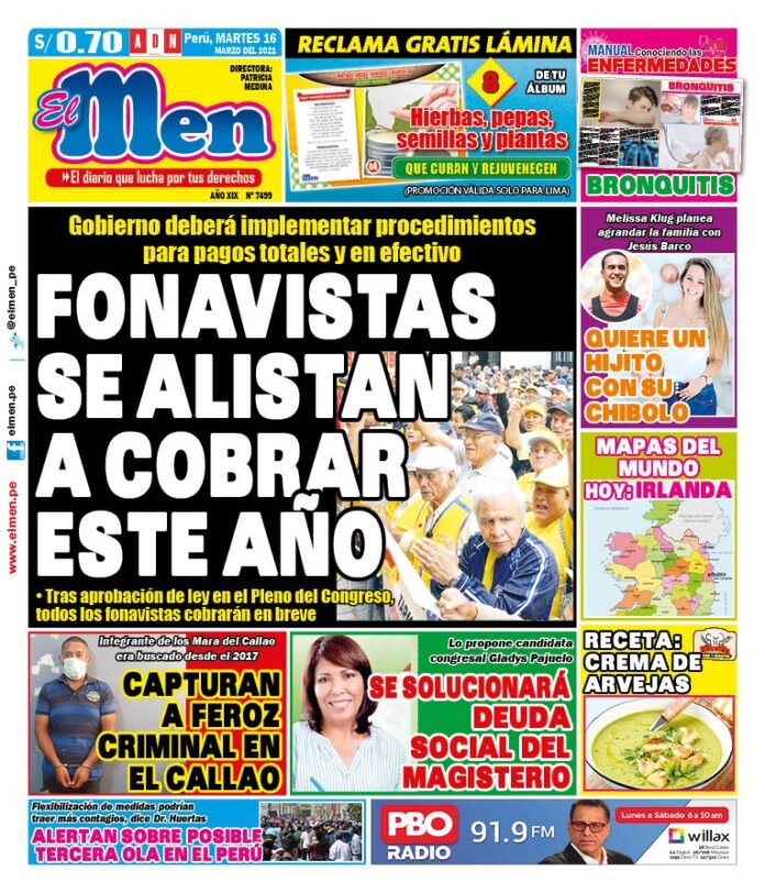 Portada impresa – Diario El Men (16/03/2020)