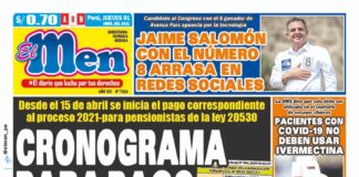 Portada impresa – Diario El Men (01/04/2020)