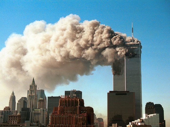 Las torres gemelas, minutos después del ataque.