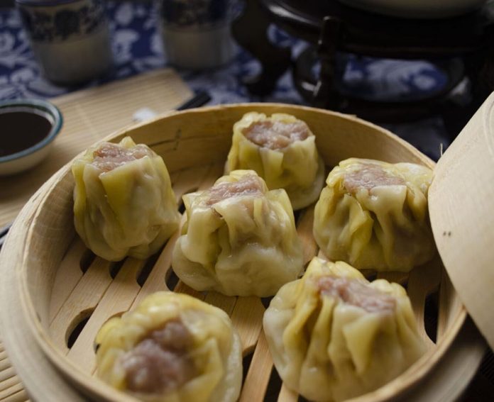 Wantan relleno al vapor