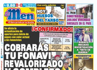 Portada impresa – Diario El Men (23/09/2021)