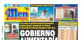 Portada impresa – Diario El Men (19/11/2021)