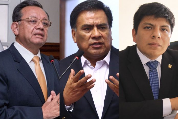 Edgar Alarcón y los excongresistas Javier Velásquez Quesquén y Marvin Palma