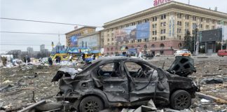 Un proyectil ruso explotó este martes en la Plaza de la Libertad de Járkov