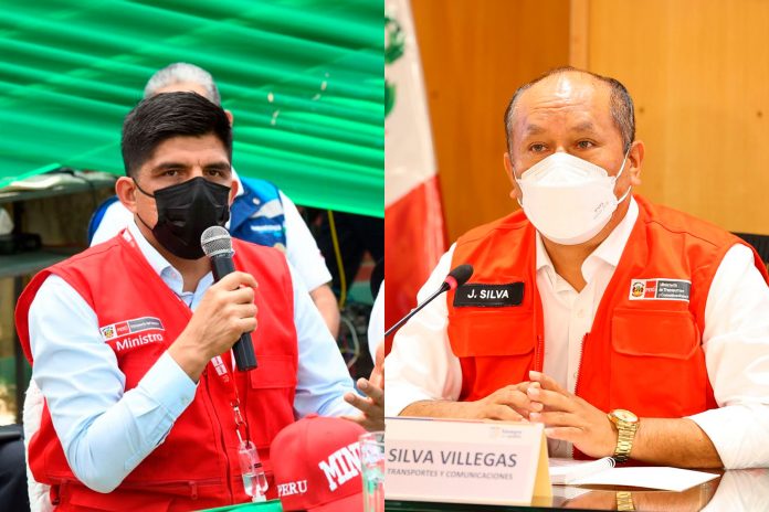 Juan Francisco Silva (Transportes y Comunicaciones) y Juan Carrasco Millones (Interior),