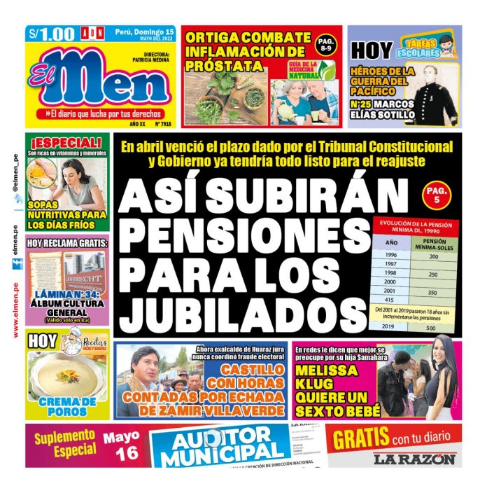 Portada impresa – Diario El Men (15/05/2022)
