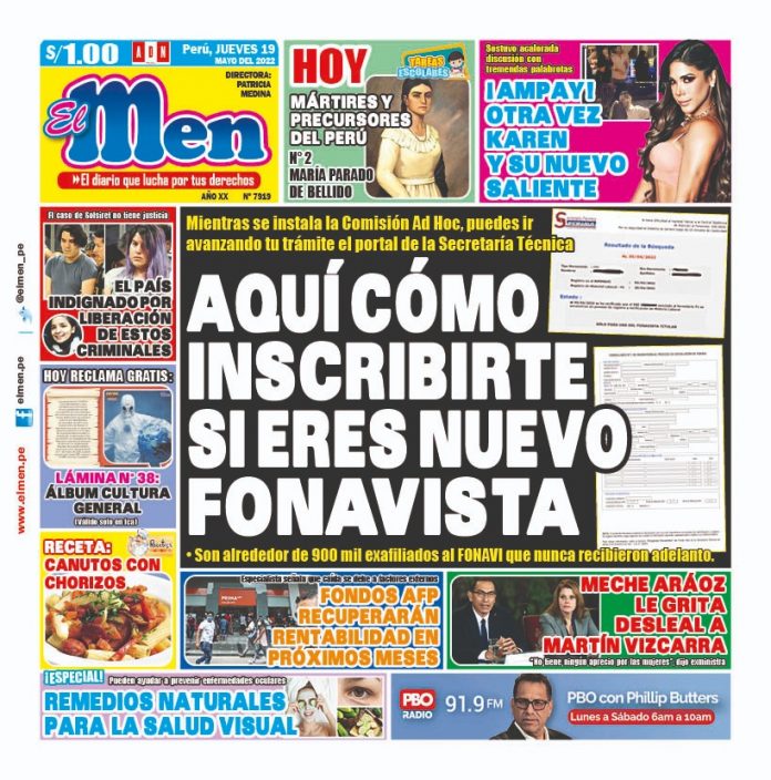 Portada impresa – Diario El Men (19/05/2022)