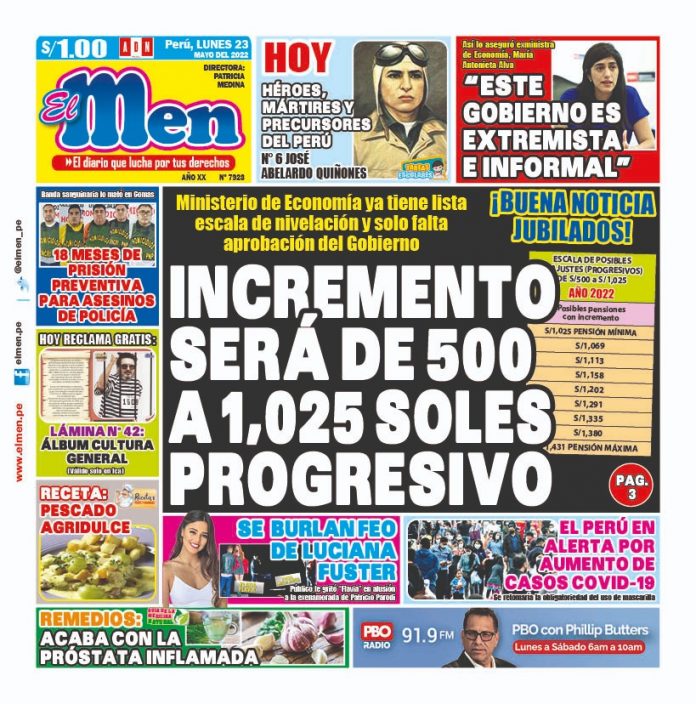 Portada impresa – Diario El Men (23/05/2022)