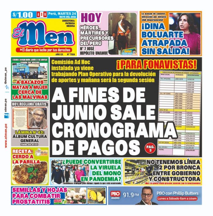 Portada impresa – Diario El Men (24/05/2022)