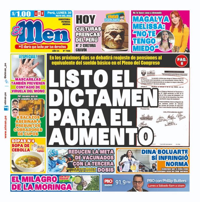 Portada impresa – Diario El Men (30/05/2022)
