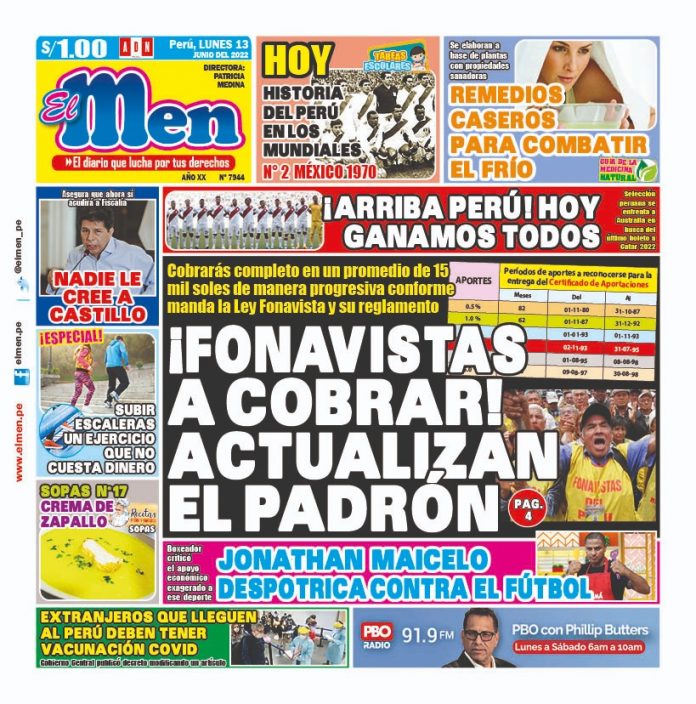 Portada impresa – Diario El Men (13/06/2022)