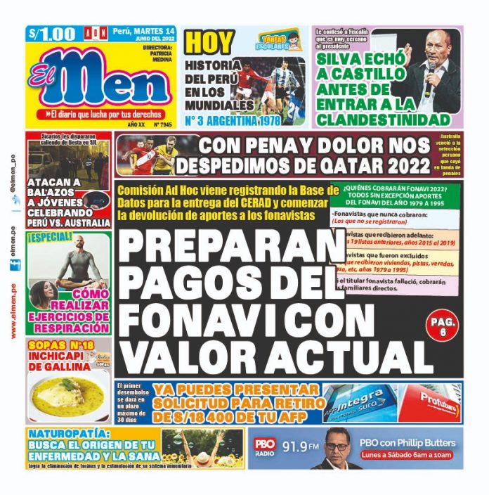 Portada impresa – Diario El Men (14/06/2022)