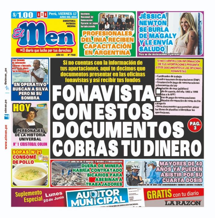 Portada impresa – Diario El Men (17/06/2022)