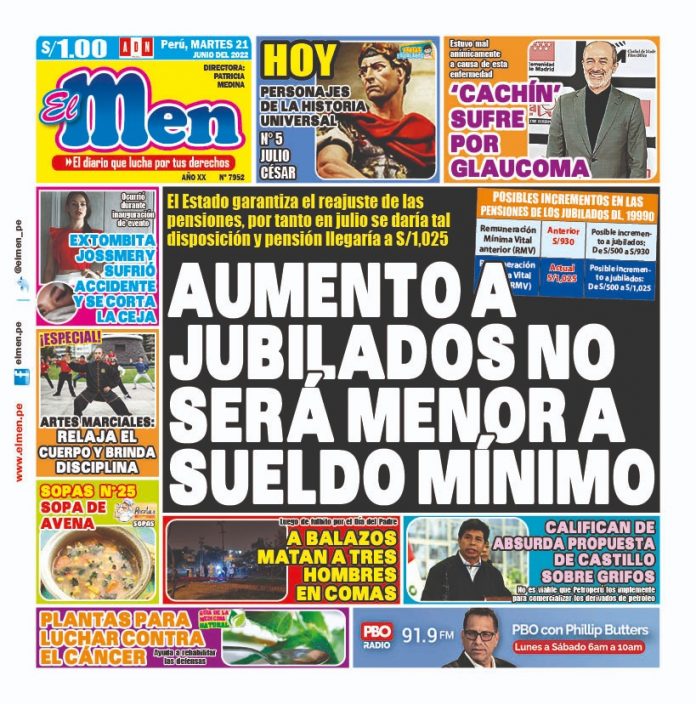 Portada impresa – Diario El Men (21/06/2022)