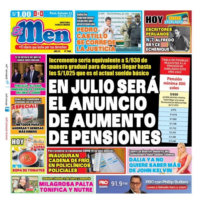 Portada impresa – Diario El Men (11/06/2022)