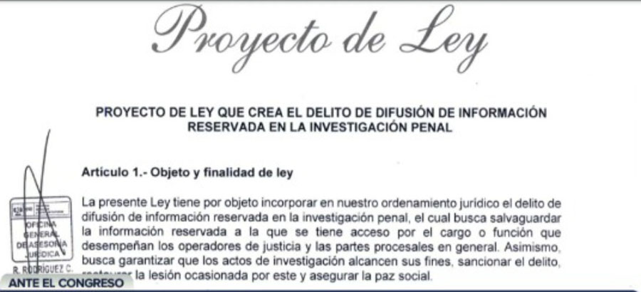 Proyecto de ley que sanciona la difusión de información reservada en la investigación penal