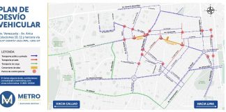 Desvío en Av. Venezuela por la Línea 2 del Metro de Lima y Callao