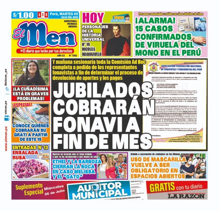 Portada impresa – Diario El Men (05/07/2022)
