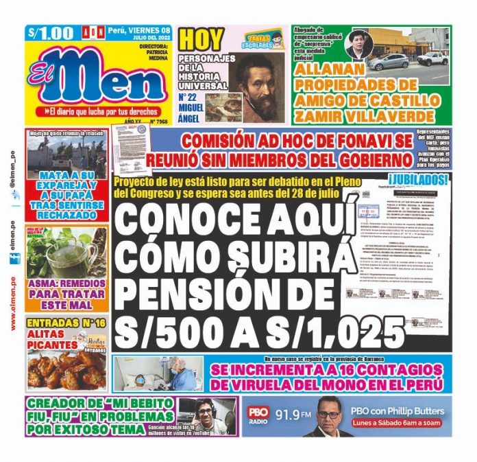 Portada impresa – Diario El Men (08/07/2022)