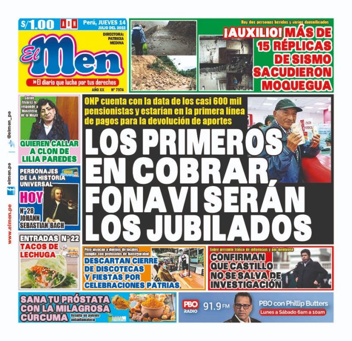 Portada impresa – Diario El Men (14/07/2022)