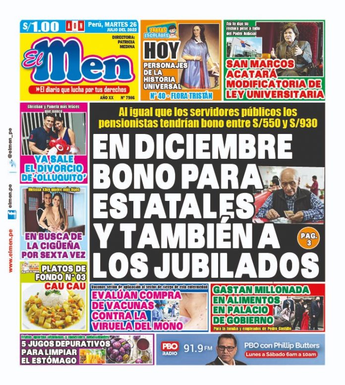 Portada impresa – Diario El Men (26/07/2022)