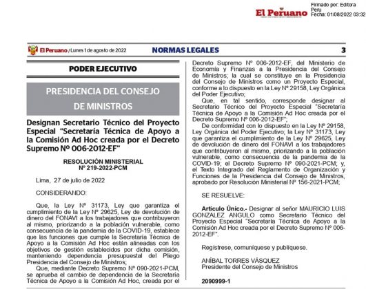 Fonavistas Designaci&oacute;n secretario te&eacute;cnico