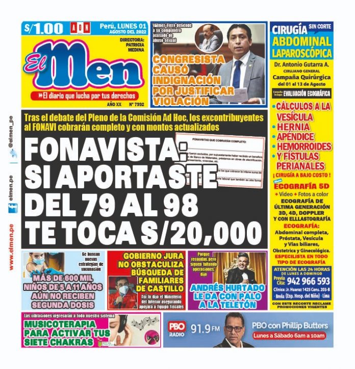 Portada impresa – Diario El Men (01082022)