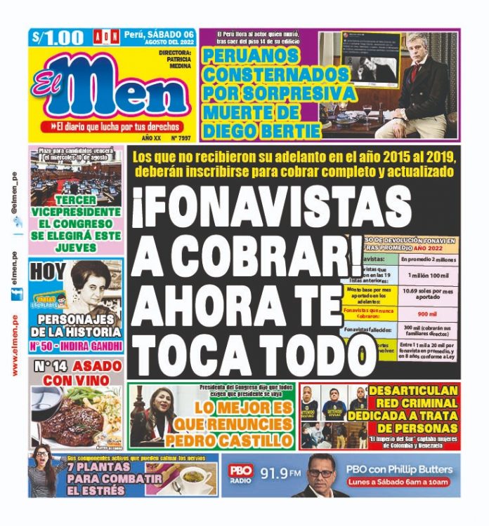 Portada impresa – Diario El Men (06/08/2022)